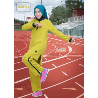 Believe Setelan BMS-02 Baju Olahraga Muslim Kaos Wanita Baju Muslim Kaos Yellow  