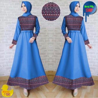 BenOlshop Tamara Maxi Dress Kombinasi + Belt - Blue ( Tanpa Pasmina)  