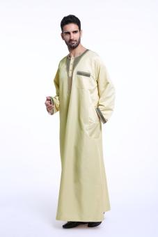 best quanlity Muslim Middle East Arab man's robes long sleeve - beige - intl  