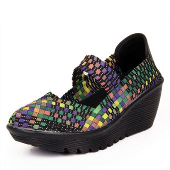 BGS Woman Woven Wedge Sandal Slip-on Shoe Size35-41 Multicolour  