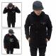 BGSR Jaket parka full black list suede - Hitam  