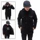 BGSR jaket parka pria list hitam simple \[hitam]\  