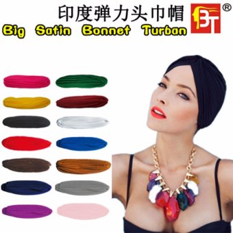 Big Satin Bonnet Turban one pack 10pieces 10 diffrent color - intl  