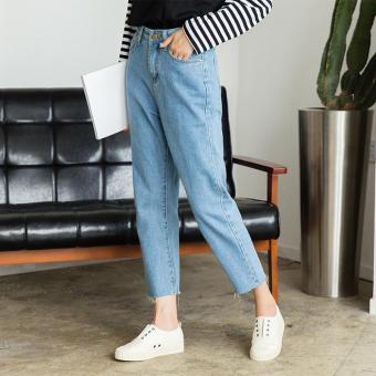BIGCAT Korean style wind causal high waist wide leg pants jeans - intl  