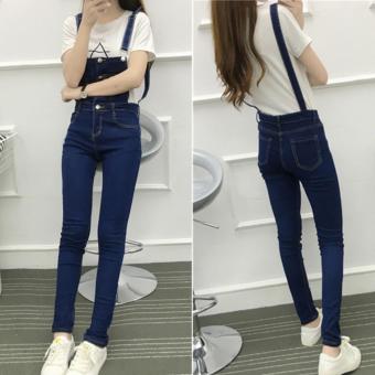 BIGCAT new Korean version strap leg jeans trousers denim strap pant - intl  