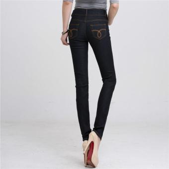 Black Korean Sexy Women Jeans Skinny Jeans Woman High Waist Double-breasted Pocket Beauty Jeans Feminino Casual Women Pants - intl  