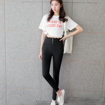 Black Leggings Waichuan tight-fitting large size waist pants ladies summer feet feet thin Nine female pants - intl  