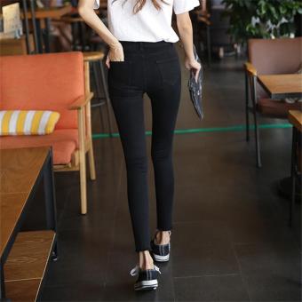 Black Spring Fashion Skinny Pencil Denim Pants High Waist Jeans High Elastic Plus Size Women Jeans Woman Femme Washed Casual Bottom - intl  