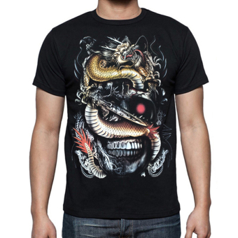 Blacklabel Kaos Hitam BL-GLOW-490 Glow In the Dark T-Shirt Dragon - S  