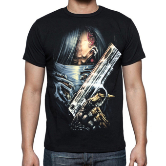 Blacklabel Kaos Hitam BL-GLOW-630 Glow In the Dark T-Shirt Skeleton Gun - S  