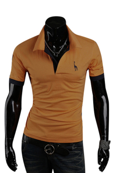 Bluelans Men's Summer Fawn Embroidery Polo Slim Fit Tee Short Sleeve T-Shirt Yellow - Intl  