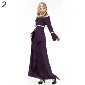 Bluelans Women Ethnic Pure Color Abaya Jilbab Muslim Islamic Flouncing Maxi Dress L (Purple) - intl  