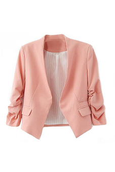 Bluelans Women's Fashion Korea Solid Slim Suit Blazer Coat Jacket Pink  