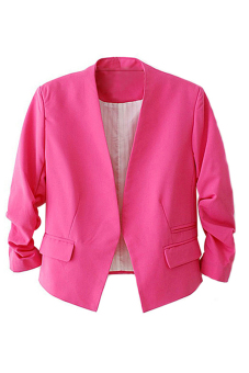 Bluelans Women's Fashion Korea Solid Slim Suit Blazer Coat Jacket Rose-Red  