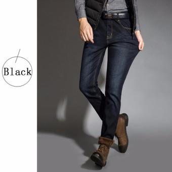 Brand Mens Winter Stretch Thicken Hot Jeans Polar High Quality Denim Biker Jean Trousers Pant Size (Black) - intl  
