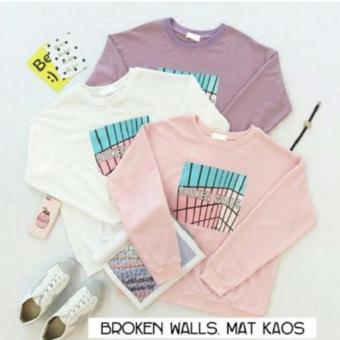 Broken Walls Kaos Jaket Parka Ziper Hoodie Casual Atasan Wanita  