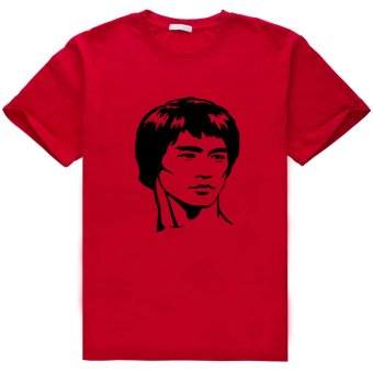 Bruce Lee Chinese Kung fu Cotton Soft Men Short Sleeve T-Shirt (Red)   