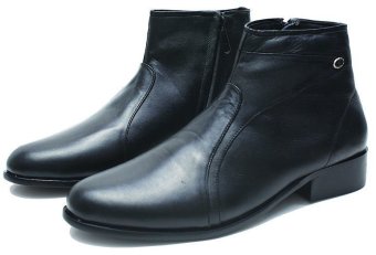 BSM Soga BSM 285 Sepatu Formal Boots/ Kerja Pria Kulit Asli - Elegan - Hitam  