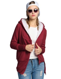 C1S Hoodie Warm Outerwear Zip Cardigan Jacket (Wine Red) - intl  