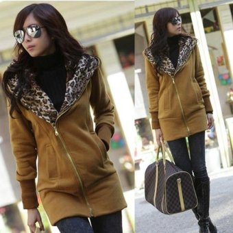 C1S Korean Hoodie Sweatshirt Jacket Warm Outerwear (Brown) - intl  