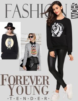 C1S O Neck Full Sleeve Blouse Hoodies (Black) - intl  