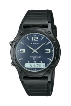 Casio Standard Jam Tangan Pria - Hitam - Strap Resin - AW-49HE-2AV  