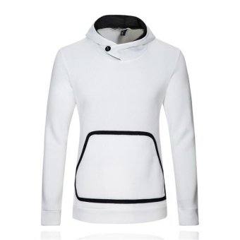 Casual Mens Sportwear Hoodie Sweatshirt Big Pocket Slim Pullover Clothing(White) - intl  