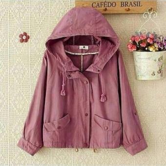 Cavedo Jaket Baby Kanvas Halus Jaket Parka Ziper Hoodie Casual Pink  