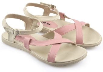 CBR Six IWC 869 Sandal Flat Bertali Wanita - Trendy - Syntetic - Krem-Pink  