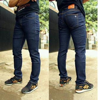 Celana jeans skiny fit pria keren premium - Blue garment - biru dongker  