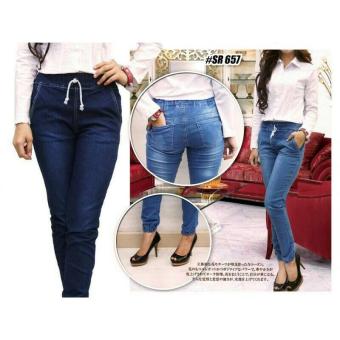 Celana Jogger/Joger Bahan Jeans Strecth Jumbo/Besar Cewe/Wanita  