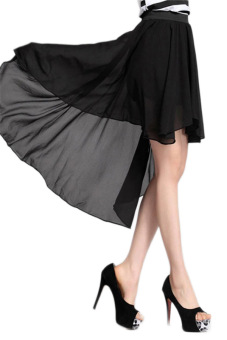 Chiffon Elastic Waist Skirt (Black)  