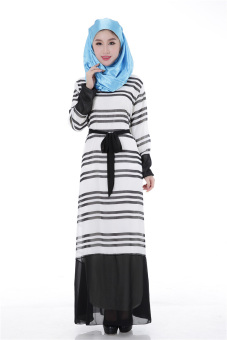 Chiffon Pinstripe Muslim Abaya  