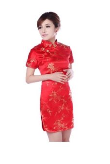 Chinese Silk/Satin dragon and phoenix blouse Top- Wine red  