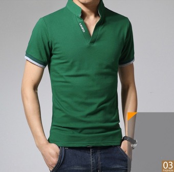 Classic pure color Men's new fashion slim Short-Sleeved POLO shirt (green)-intl  