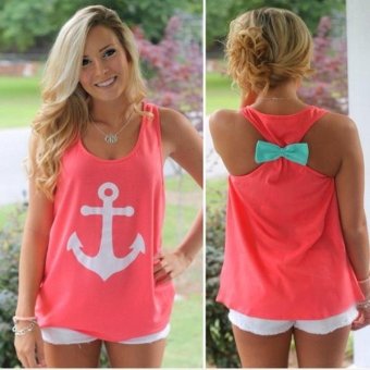 Clothingloves Fashion Women's Summer Sleeveless Navy Anchor Vest (Pink) - intl  