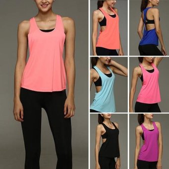 Clothingloves Womens Fitness Running Elasticity Sleeveless Back Hollow Vest (Pink) - intl  