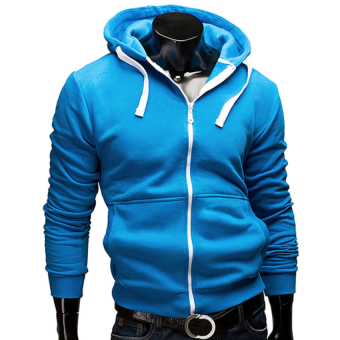 Cocotina Fashion Men Magic Slim Hoodie Sportswear Zip Long Sleeve Casual Hoody Sweatshirt - Blue - intl  
