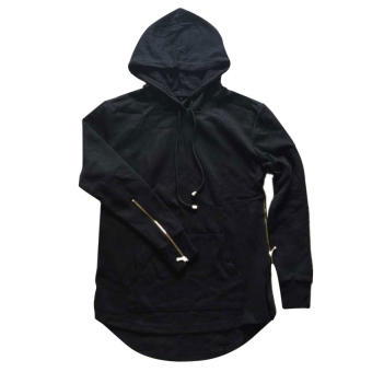 Cocotina Men Hipster Long Line Hip Hop Zipper Hoodie Sweatshirts Jacket Pullover - Black - intl  