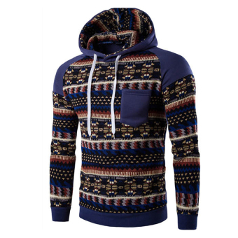 Cocotina New Men's Winter Slim Folk-custom Hoodie Warm Hooded Sweatshirt Coat Jacket Outwear Sweater - Cowboy Blue  