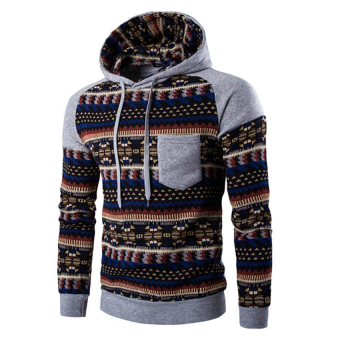 Cocotina New Men's Winter Slim Folk-custom Hoodie Warm Hooded Sweatshirt Coat Jacket Outwear Sweater - Light Gray  