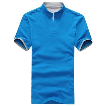 Cocotina Stylish Mens Slim Fit Polo T-Shirts Casual Short Sleeve Tops Basic Tees (Blue)  