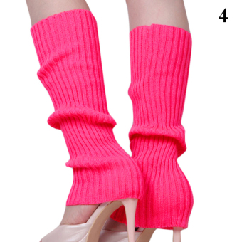 Cocotina Winter Women Winter Warm Crochet Knit High Knee Leg Warmers Leggings Boot Socks Slouch - Rose Red - intl  