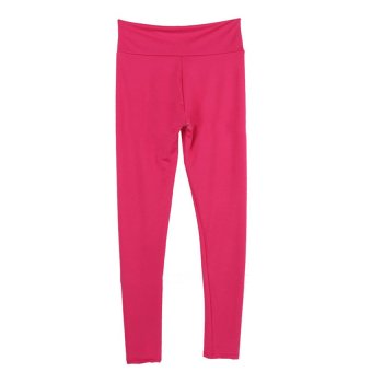 Cocotina Women YOGA Running Sport Pants High Waist Cropped Slim Hip Leggings Fitness Trousers - Rose Red  