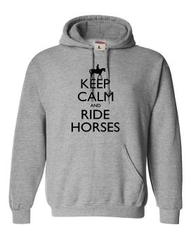 CONLEGO Adult Keep Calm And Ride Horses Equestrian Horse Lovers Sweatshirt Hoodie Grey - intl  