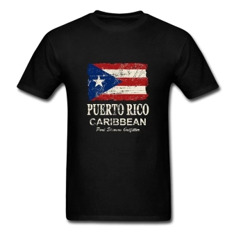 CONLEGO Fashion Men's Puerto Rico Flag T-Shirts Black  