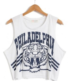 Cool Summer Girl Womens Hot Stylish Loose T-shirt Tops Tiger Head Vest White - intl  