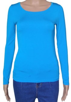 COSIVIA Cotton Muslim long sleeve half-length T shirt  lake blue   