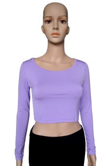 COSIVIA Cotton Muslim long sleeve half-length T shirt  lavender   