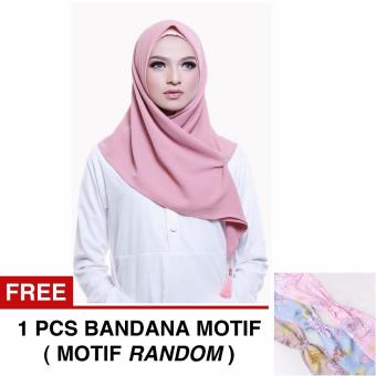 Cotton Bee Elsie Hijab Square - Dusty Pink FREE Bandana Motif ( Motif Random )  